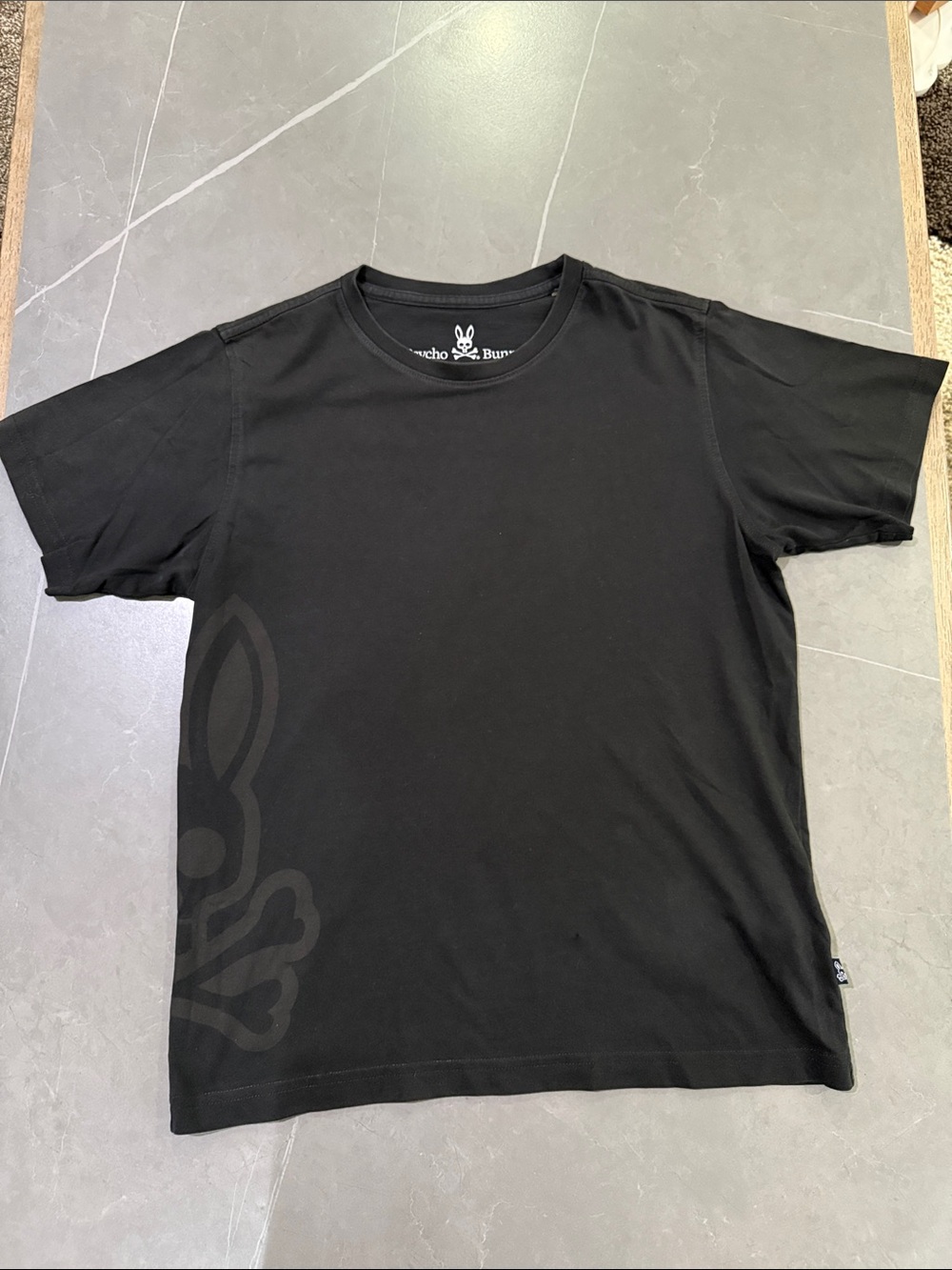 Psycho Bunny Black Short Sleeve Crewneck Tee with Tonal Logo